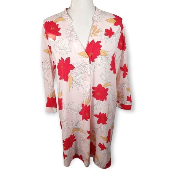 FOREVER 21 PINK & RED FLORAL SHIRT DRESS SZ.M EUC - Picture 1 of 6